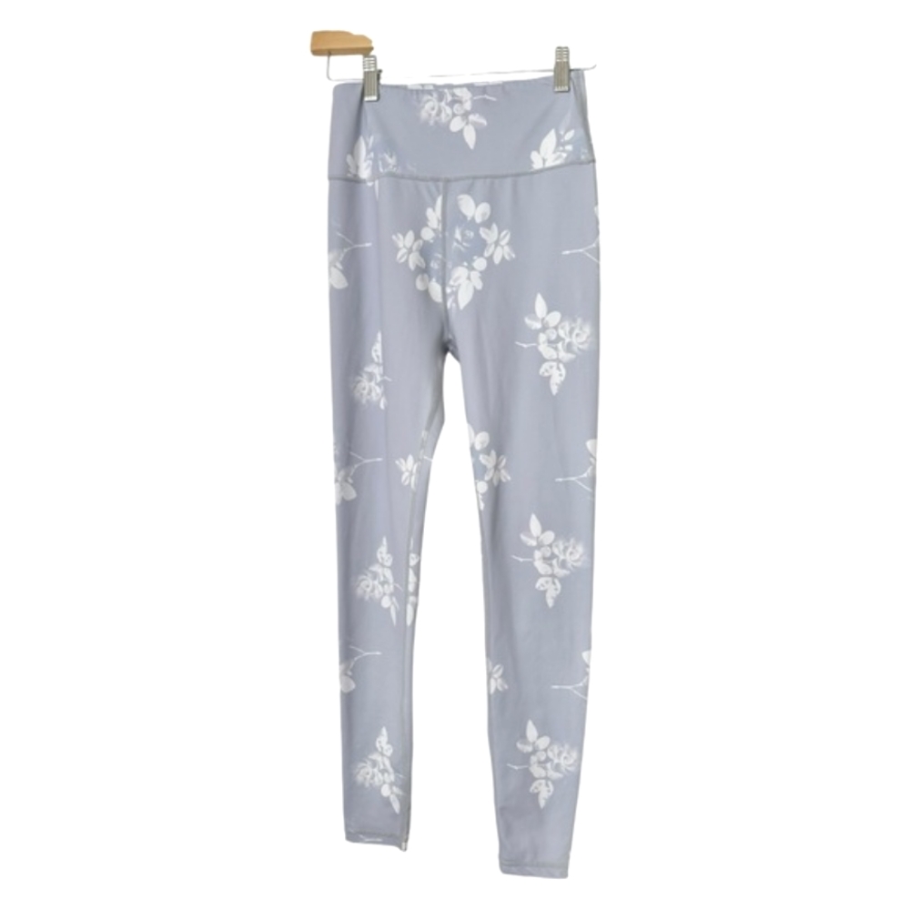 Anthropologie All Fenix Lottie Leggings Floral Light Lilac Gray High Rise Size S - Picture 4 of 13